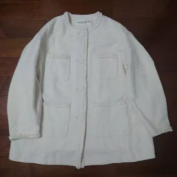Shinzone 23SS 노카라 트위드 자켓 화이트
