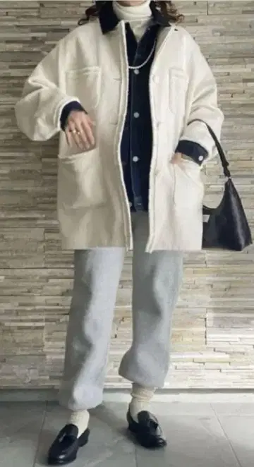 Shinzone 23SS 노카라 트위드 자켓 화이트