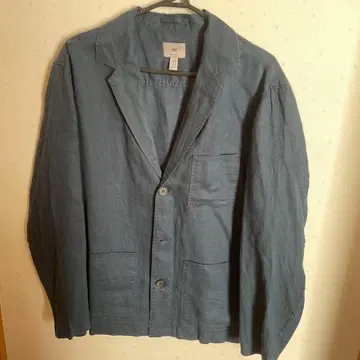 린넨 다크 블루 싱글 버튼 자켓