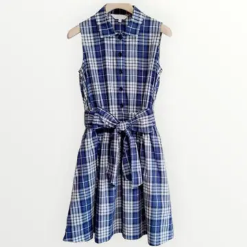 [ 미사용 새상품 ] 투 비 바이 에네스베 슬리브리스 원피스 체크 파랑