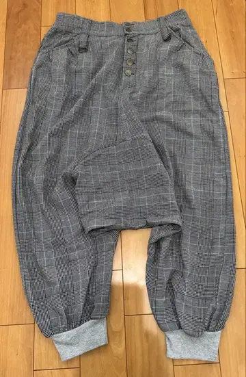 체크 무늬 사루엘 팬츠