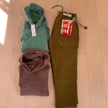 [새상품급] UNIQLO 후드티 2점과 코듀로이 팬츠