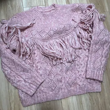 linkable 린카블 프린지 니트 핑크