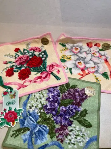 [미사용 새상품] FEILER 꽃무늬 타월 손수건 3장 세트