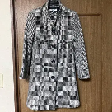 NATURAL BEAUTY BASIC 체크 무늬 롱 코트 S