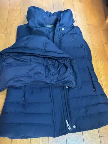 TOMMY HILFIGER 후드 부착 다운 베스트 S 네이비