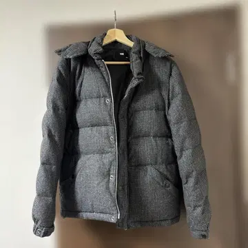 HARE 후드 부착 체크 무늬 다운 자켓 S