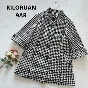 키로루안 하운드투스 패턴 피 코트 스탠드 카라 성숙한 느낌 M 블랙