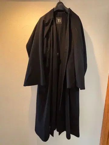 YS 블랙 롱 코트 100% 울