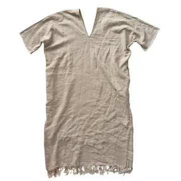 미싱 유 올 레이디 프린지 원피스 베이지 린넨