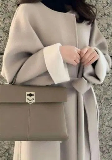 울 캐시미어 바이컬러 리버 코트 프레이 아이디 아이보리 그레이지