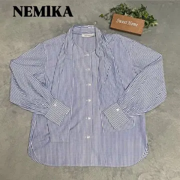 [ NEMIKA ] 네미카 스트라이프 디자인 긴팔 셔츠 화이트/블루