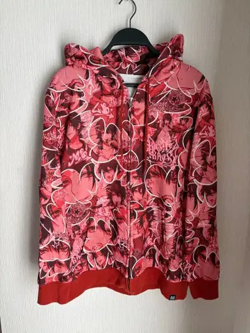 히프노시스 마이크 히프마이 후드티 레드 109 올 패턴 콜라주 지퍼