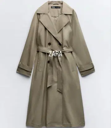ZARA 벨트 클래식 트렌치코트 L 사이즈 그린