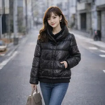 INGNI 다운 자켓 충전솜 M 블랙 하이넥 숏 따뜻한