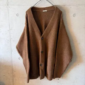 브라운 V넥 가디건 오버 사이즈