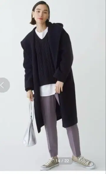 그린 라벨 릴랙싱 후드 롱 코트 네이비 M 38