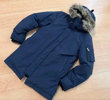 남성용 nano universe 후드 부착 다운 자켓 M 네이비