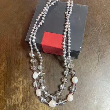 펄 크리스탈 롱 목걸이