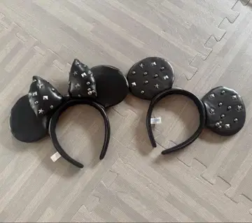 디즈니 미키 미니 스터드 머리띠 블랙 가죽