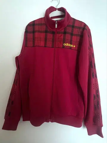 adidas 빨간색 체크 트랙 자켓 구제 의류