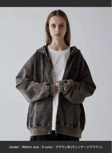 [ clel ] 헤비웨이트 로고 자수 풀 집업 후드티