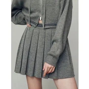 EMODA 츄즈 플리츠 니트 미니 스커트 그레이