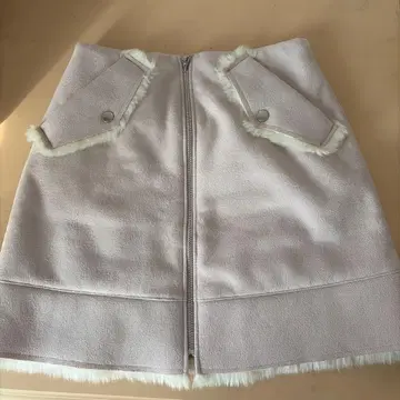 스나이델 스웨이드 퍼 포함 스커트 핑크 미사용 택 포함