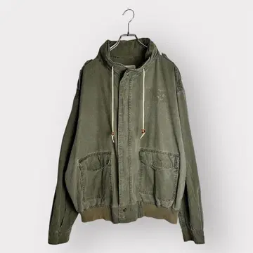 올리브 후드 부착 캐주얼 자켓