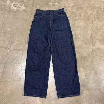 다크 블루 하이웨스트 데님 와이드 레그