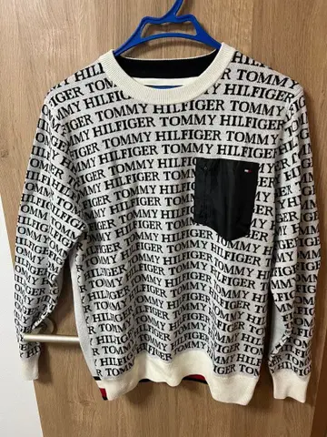 TOMMY HILFIGER 골프 스웨터 L 화이트/블랙