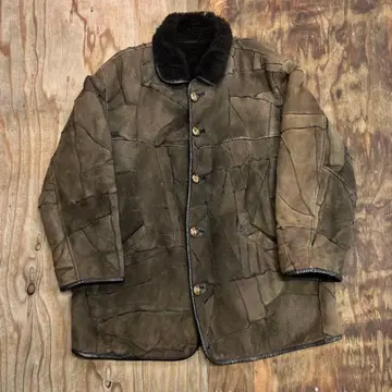 80s 패치워크 무스탕 자켓 코트 양가죽 VINTAGE