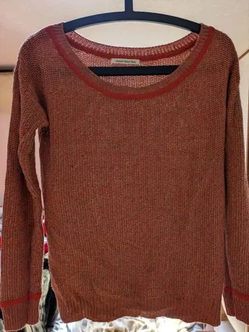 오렌지 계열 크루넥 긴팔 니트 M