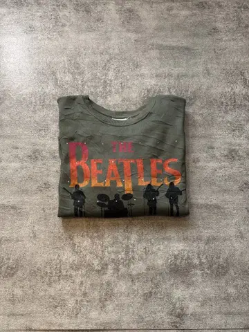 THE BEATLES 비틀즈 프린트 맨투맨 그린 밴딩