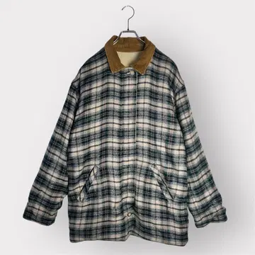 체크 무늬 커버올 (그린, 화이트, 파랑)