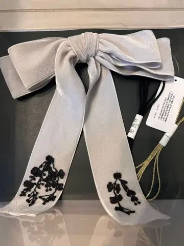 와후칸 성인식 오비 장식 머리 장식 벨로아 리본 그레이