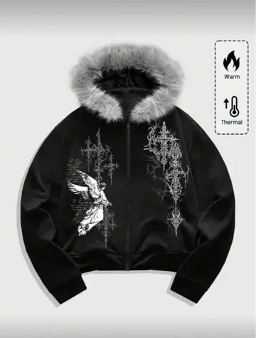 Y2K 엔젤 그래픽 후드티