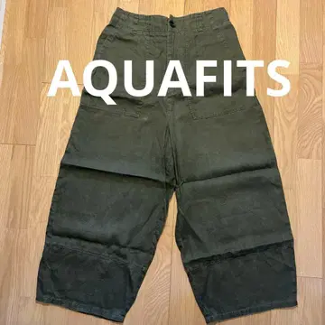 아쿠아피츠 샘플 베이커 팬츠 카키 린넨 와이드 팬츠