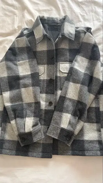 UNIQLO 오버 셔츠 자켓 그레이 체크