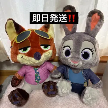 [ 미사용 새상품 ] 주토피아2 슈퍼 라지 봉제 인형 닉 & 주디 세트