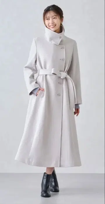 미슈마슈 스탠드 카라 드레스 코트 그레이지