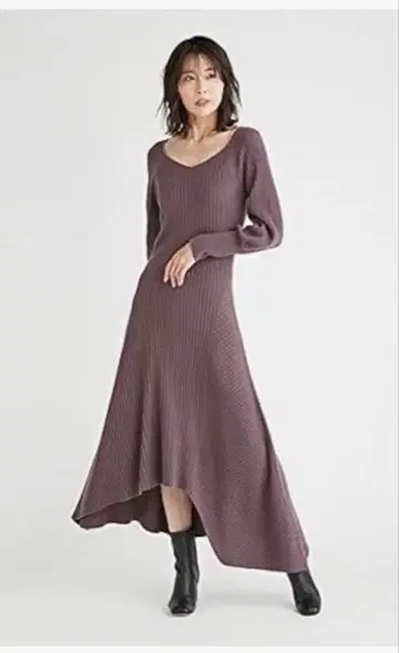 FRAY I.D 울 캐시미어 비대칭 골지 원피스