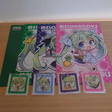 멜론쨩 복권 클리어 파일 3장 아크릴 키링 4개 세트