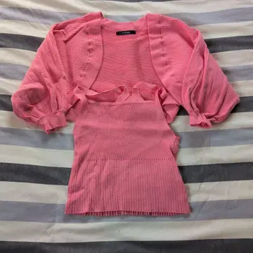 w closet 핑크 가디건 탱크탑 세트