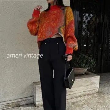 ameri vintage UND RUST ART KNIT TOP