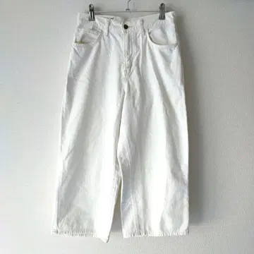 [ Lee x E hyphen ] 화이트 데님 와이드 크롭 M 화이트