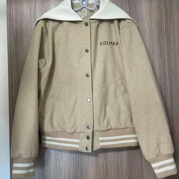 사만사 모스모스 울 혼방 세일러 카라 2WAY 자수 바시티 자켓 베이지