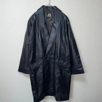 LA JIRUMA 양가죽 블랙 가죽 더블 코트 심플 F 사이즈