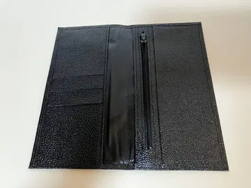 황궁 지갑 블랙 가죽 장지갑 국화 문양 각인