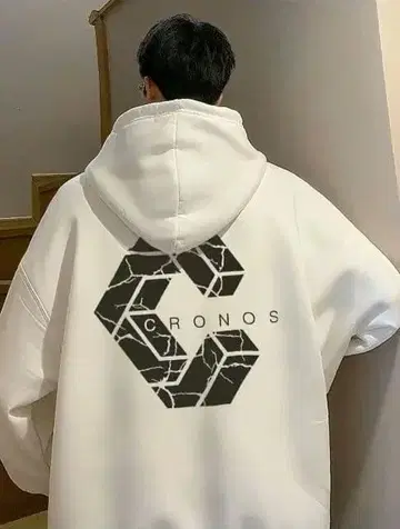 CRONOS 오버 사이즈 후드티 화이트